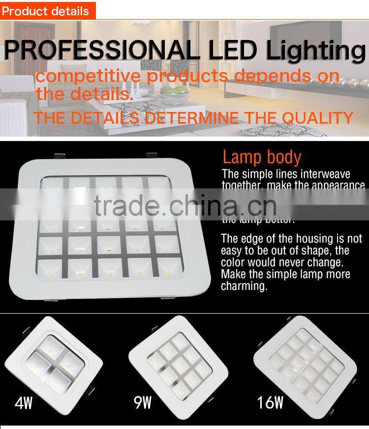 ultra thin recessed 4w 9w 16w 25w led grille light, led panel light