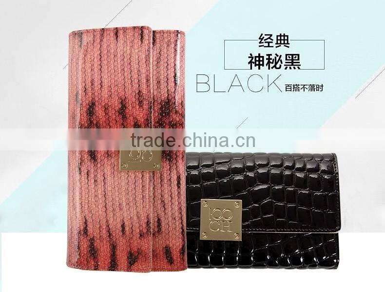 2016 stylish hot sale genuine cowhide leather wallet for lady outdoor shopping