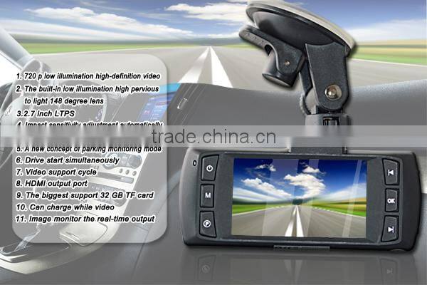 AC hot sell 2.7inch 1080P car dvr+supper nightvisionion mini dvr for car+H.264 h198