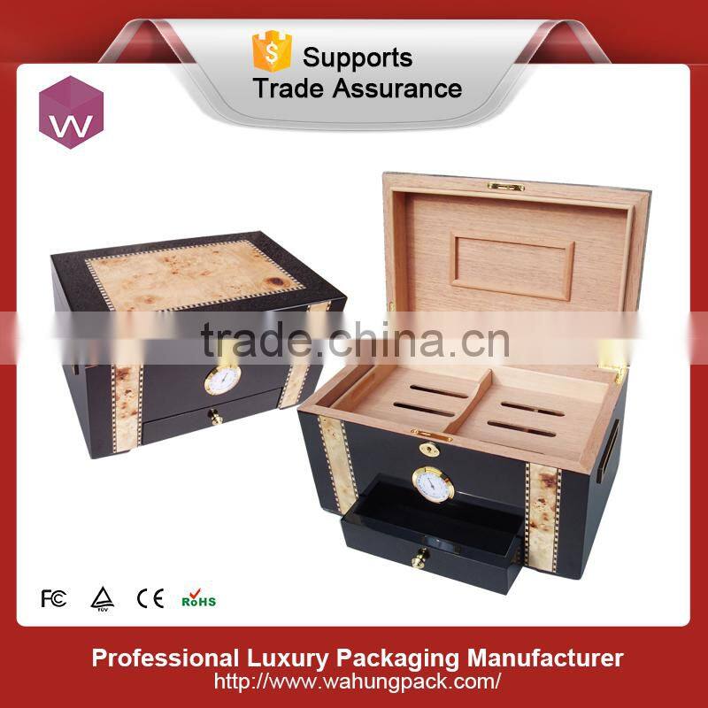 Handmade high glossy wood cigar box with humidor(WH-3754-3-ML)