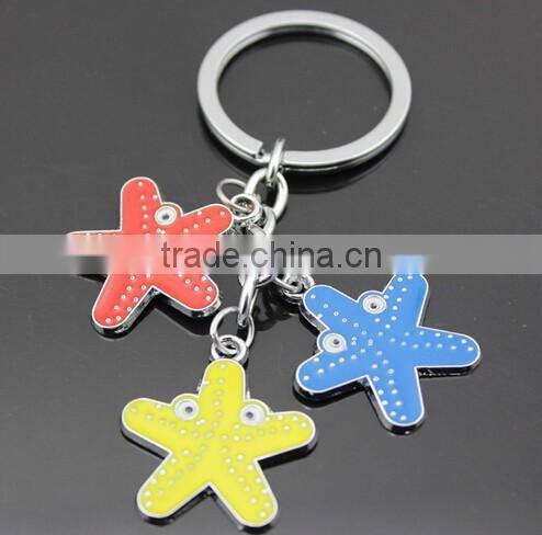 NEW arrival Fashion cute starfish promotional metal Keychain/