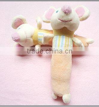 whosale baby plush animal hand bell bar toy