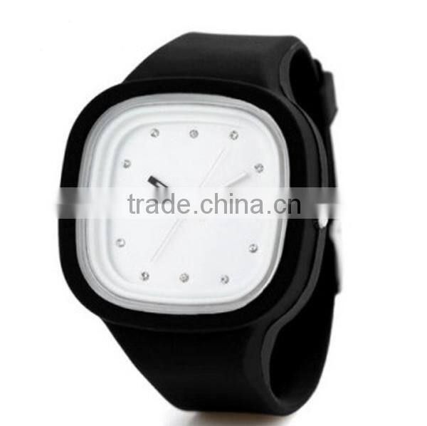 Bright color fashionable square case silicone rubber watch
