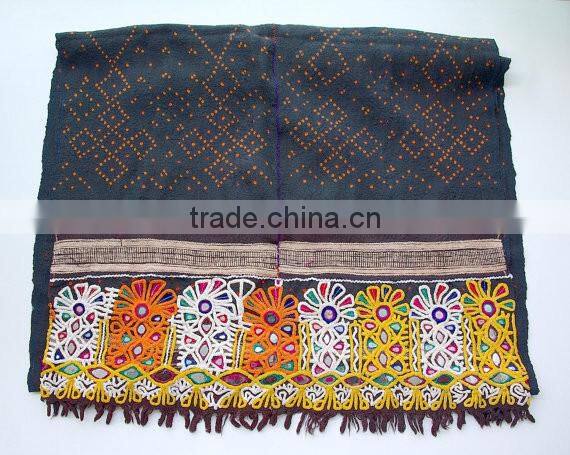 Handmade Woollen Rabari Throw Vintage Rabari Shawl Gypsy Kutch Rabari Shawl