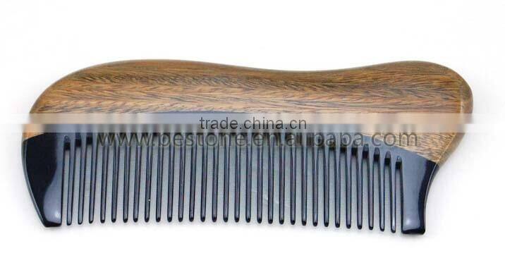 Personal care violet wooden beard OEM ox Horn Comb