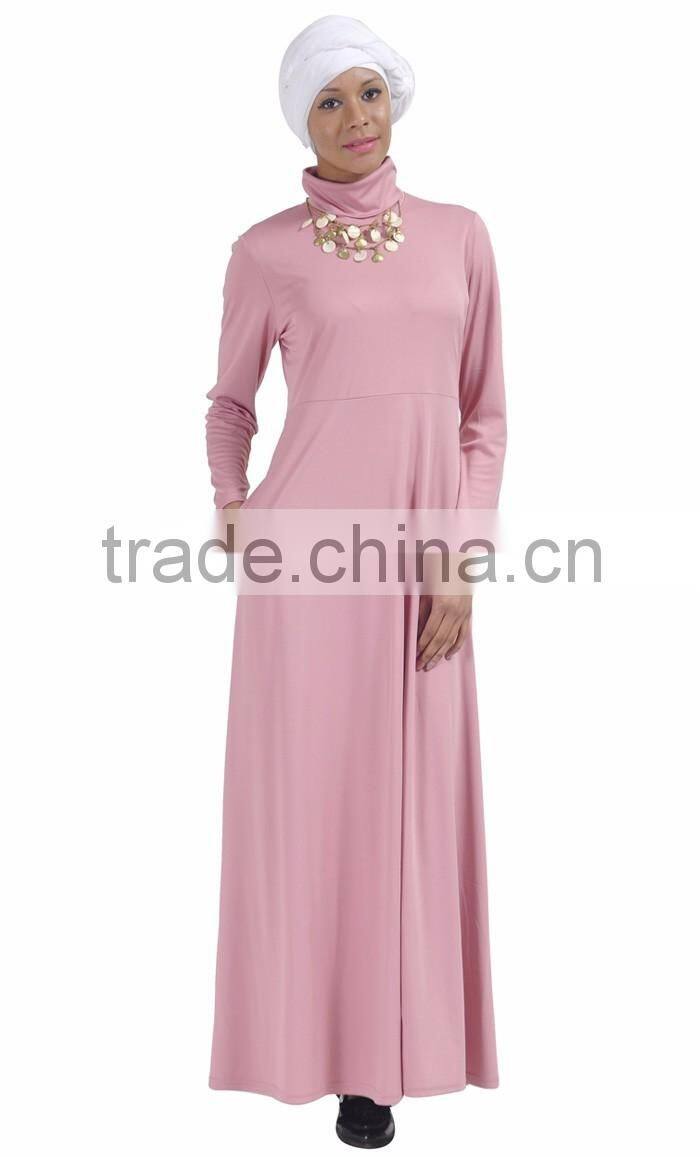 Cowl neck necklace full long sleeves dress Abaya 2016