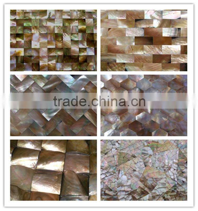 price 10*20mm herringbone brown color sea shell mosaic tile for wall panel