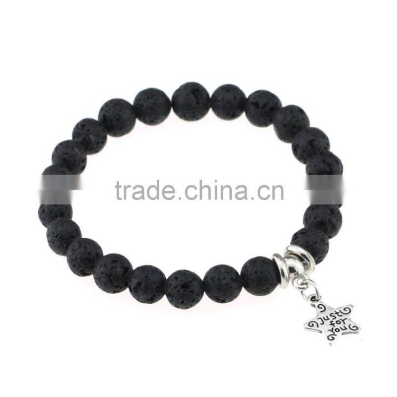 Handmade Fashion Unisex Popular Nature Volcanic Cute Pendant Elasticity Bracelet