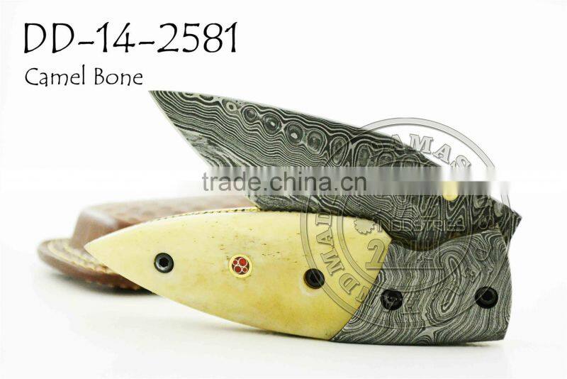 Damascus Steel Folding Knife DD-14-2571
