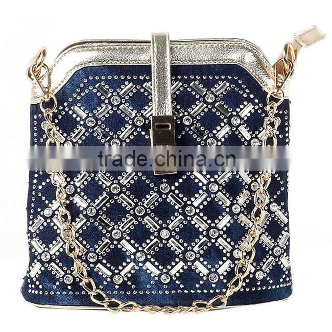 New arrival denim cosmetic bag, lady diamond small Korean fashion bag (HD26-015)