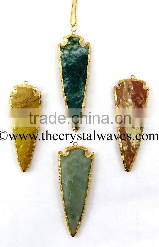 Smoky Obsidian 2" - 2.50" Gold Electroplated Arrowhead