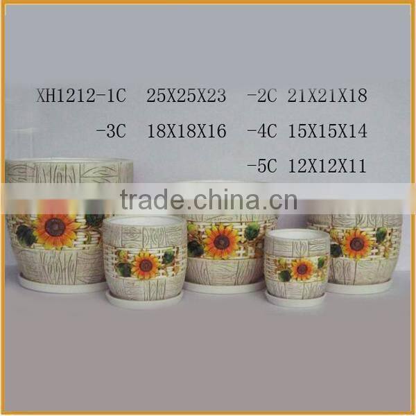 China good quality design ceramic sunflower flower pot