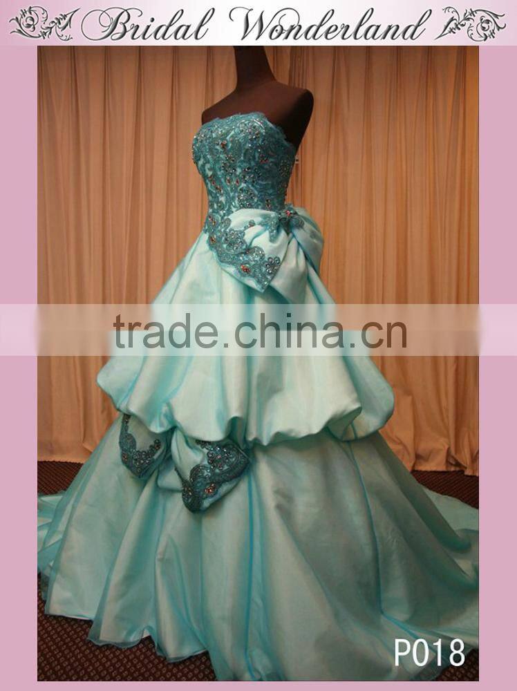 High quality elie peacock beaded lace evening dress