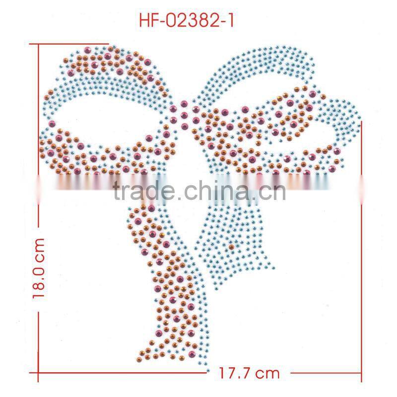 Lady Hot Pink Turquoise Ribbon Cute Dress Iron-on Hot Fix Motif Rhinestone