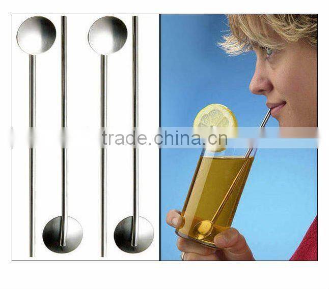 Stainless Steel Straw,drinking spoon straw2015