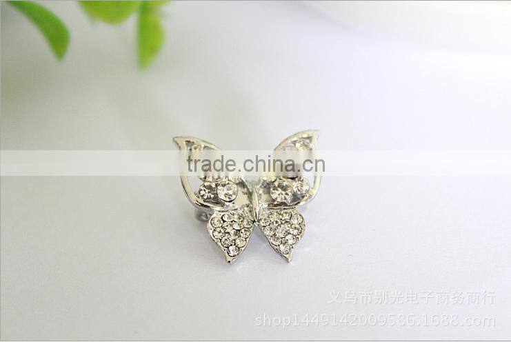 Hot sale wholesale fashion women butterfly diamond rhinestone alloy brooch pin