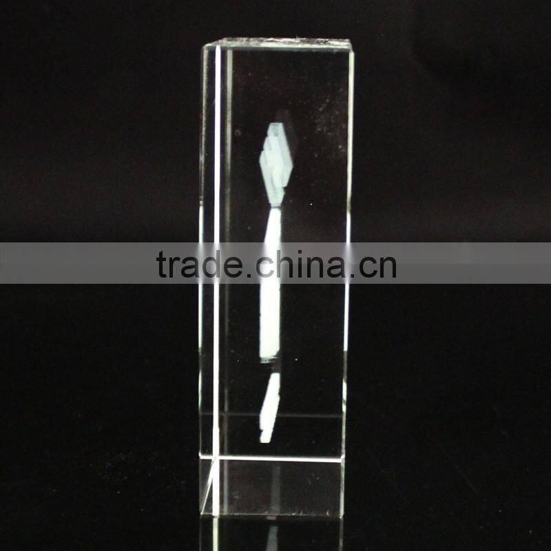 Custom crystal laser engraving cube for 2d & 3d bus image picture