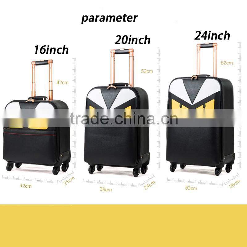 New Design Hot Selling PU Leather Material Travel Spinner Trolley Luggage