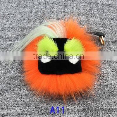 China Wholesale OEM Custom Leather Raccoon Fur Monster Fur Keychain