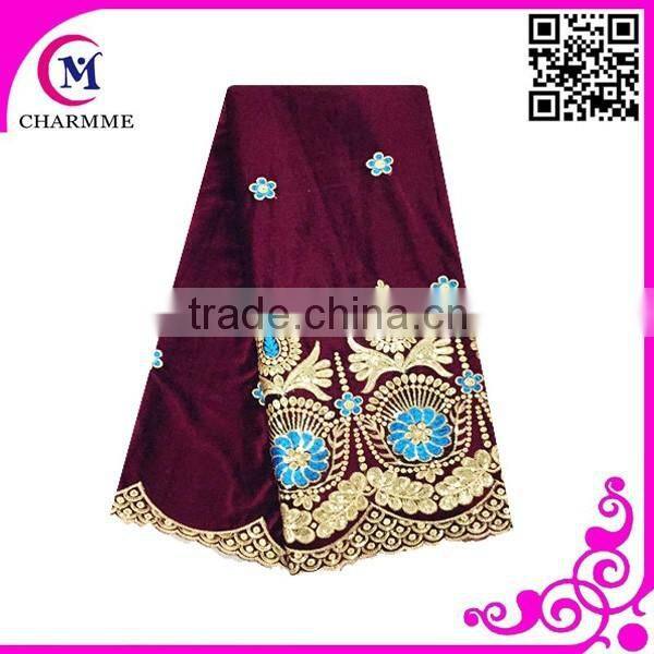 China factory wholesale price red velvet wedding dresses making african velvet lace fabric super soft velvet