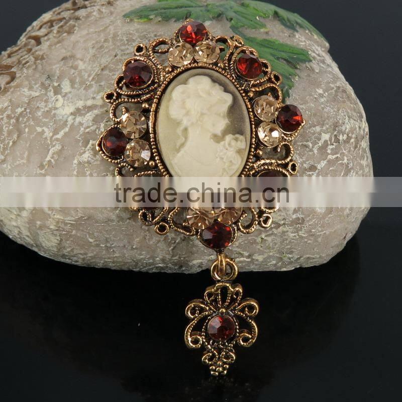 Custom Vintage Inspired Design Cameo Maiden Pin Artistic Handmade Brooch