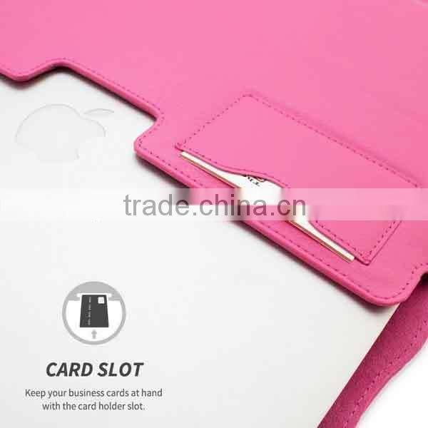 Hot Pink Card Slot Magnetic Leather Sleeve Case For Macbook Air 13 and Macbook Pro 13 With Retina,For Macbook Bag