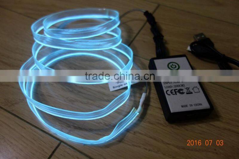 AAX2PCS Battery Clothing fabrics decorate "Polar light 2"2.3mm Single welt in center Orange EL WIRE