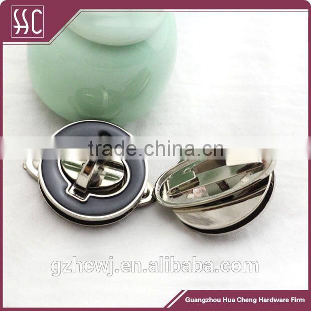 round shaped metal turn lock, black metal handbag lock
