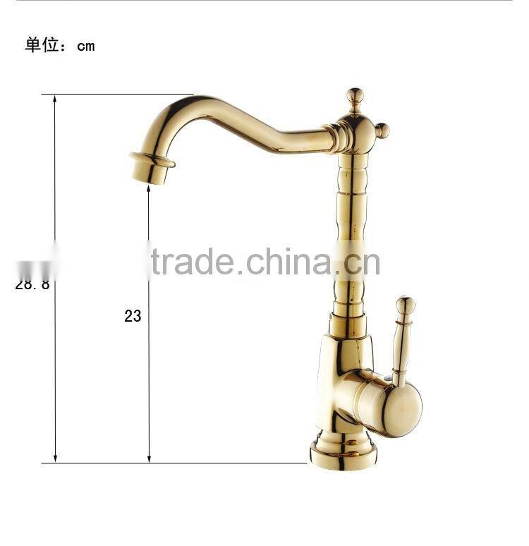 Popular in European country gold kitchen tap,artistic brass bathroom faucet