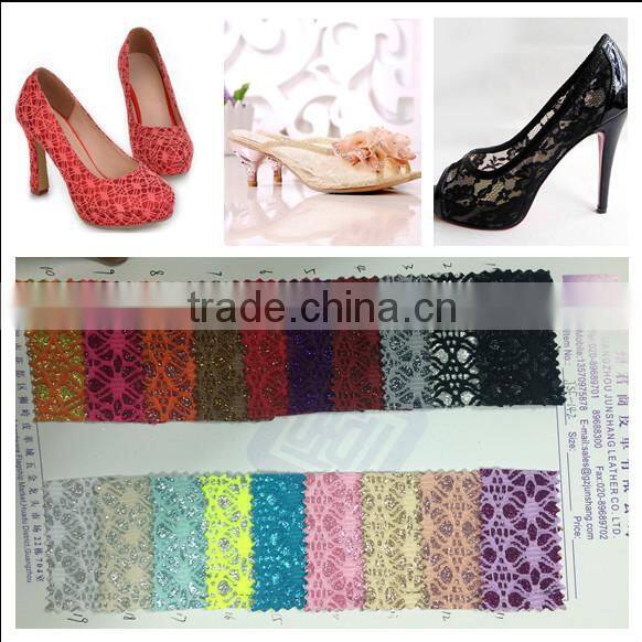 Mesh design fabric material for high heels shoes with fashion design
