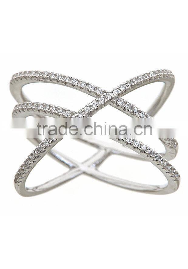 Fashion Clear White CZ 925 Sterling Silver Swirl Ring