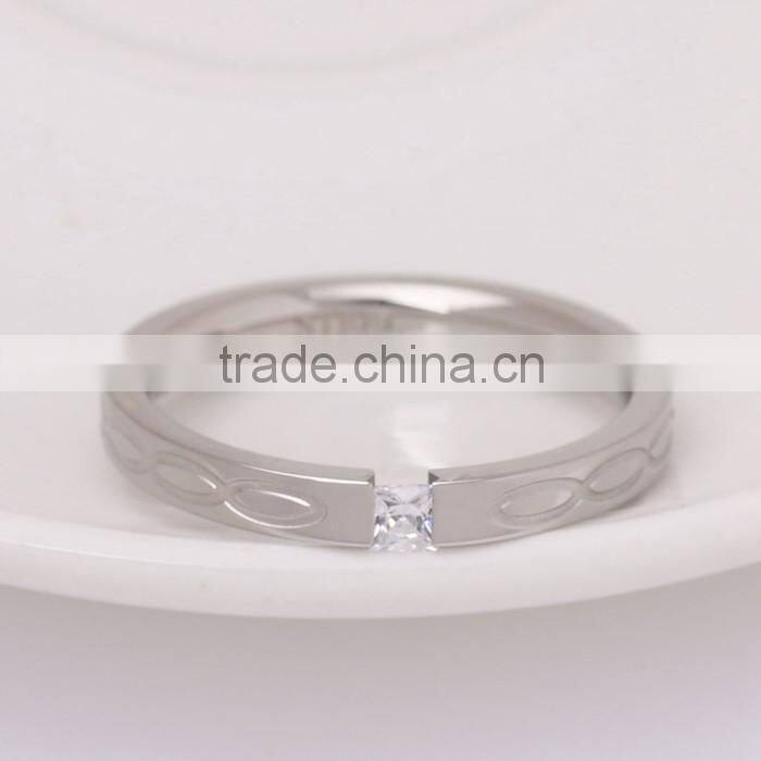 Geomety Design 316L SS Single Stone Finger Ring
