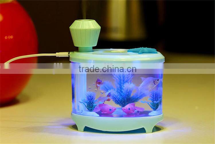 New arrival 3 in 1 usb mini humidifier night light fish tank mist diffuser for home office