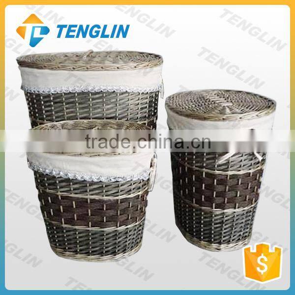 Set 3 large wicker baskets for laundry