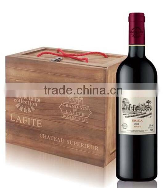 Old fashion 6 bottle hinged wooden wine box