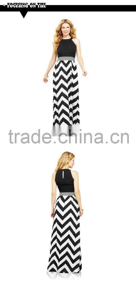 new summer wave stripe dress waist halter dress