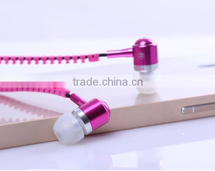 Newest Headphone Headset Zipper Metal Earphone Wired In-ear Earphones auricular Earbuds Accept Customize For Samsung S7