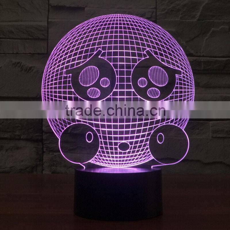 Acrylic 3D QQ Sad Expression LED Night Light Creative Stereoscopic 7 Colors Flashing Touch LED Bedside Lamp Christams Gift Light