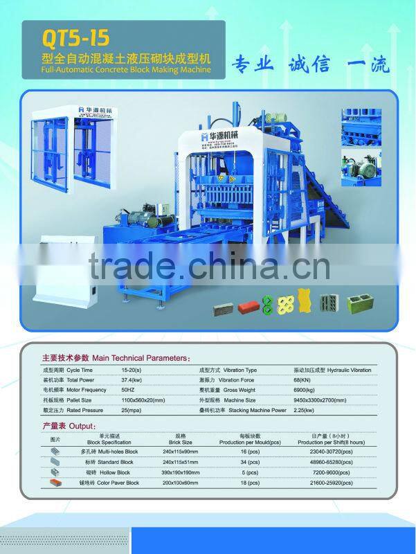 New technology QT5-15 automatic cement brick machine from famous brick making machine China Supplier