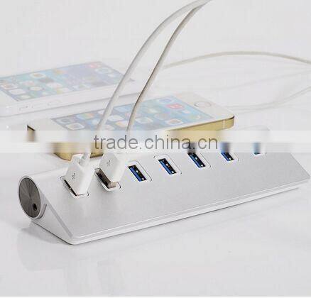 New High-Speed Aluminum 7 Ports USB 3.0 HUB for Macbook PC