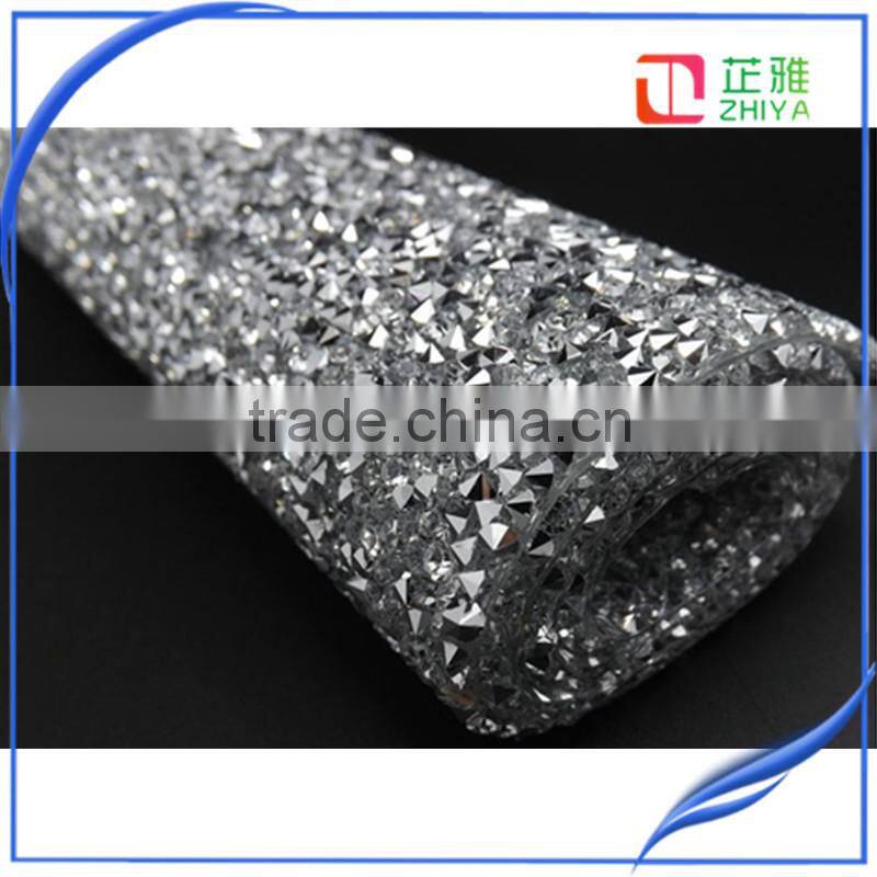 24*40cm Crystal Clear Resin Rhinestone Trim Iron on Rhinestone Mesh Sticker or Self ADHESIVE Rhinestone SHEET for Phone Art