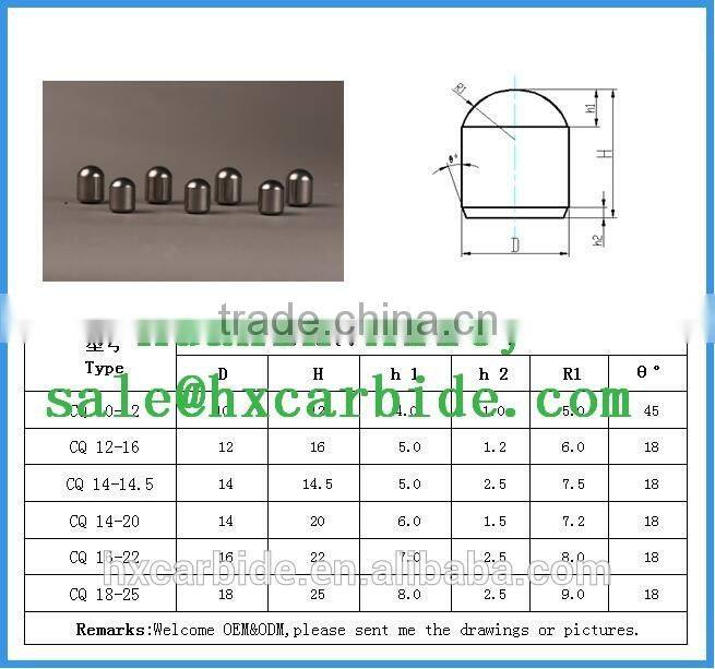 ISO Certification High hardness tungsten carbide drill bit button for mining drill bits oil well drilling carbide wear bits