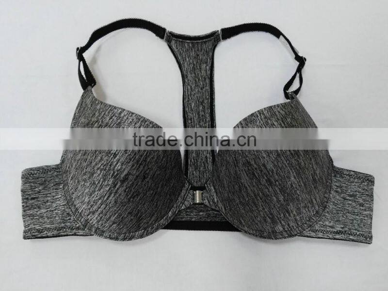 2016 Fashion Melange Color RacerBack Front Open Bra