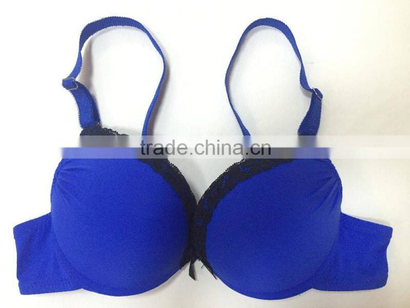 Beautiful Bra Sexy Bra Design Classic Solid Color Lace Trim Push up Silicone Bra