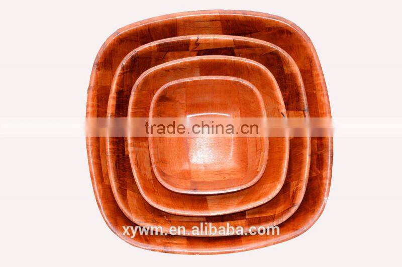 Cheap Square Shaped Party Need Basic Red Woven Salad Nut Wooden Bowl Set