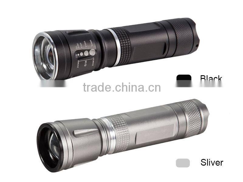 The zoom focus aluminum material led flashlight, C REE power led flashlight for outdoor activities