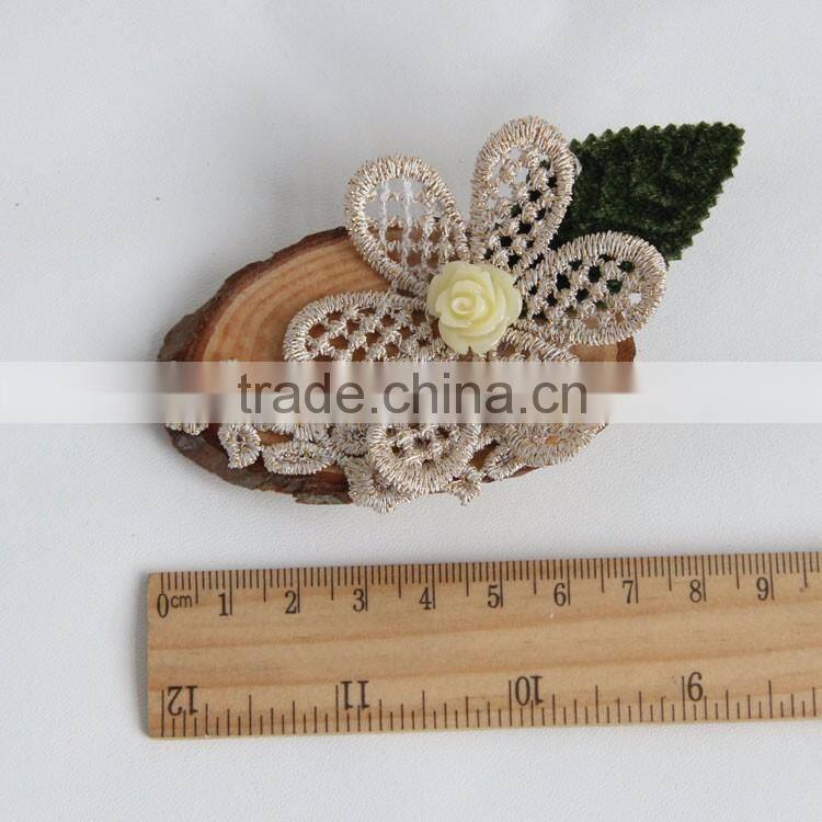 MYLOVE forest style hair clip girls wood lace flower barrette hair accessory