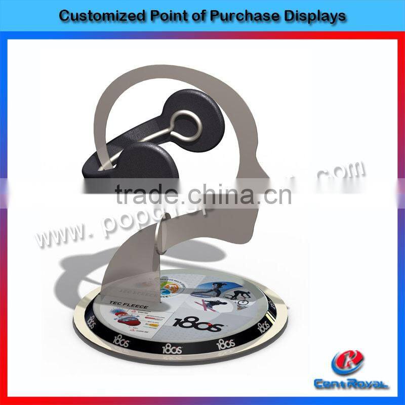 Fashion countertop wood headphone display rack for retail store