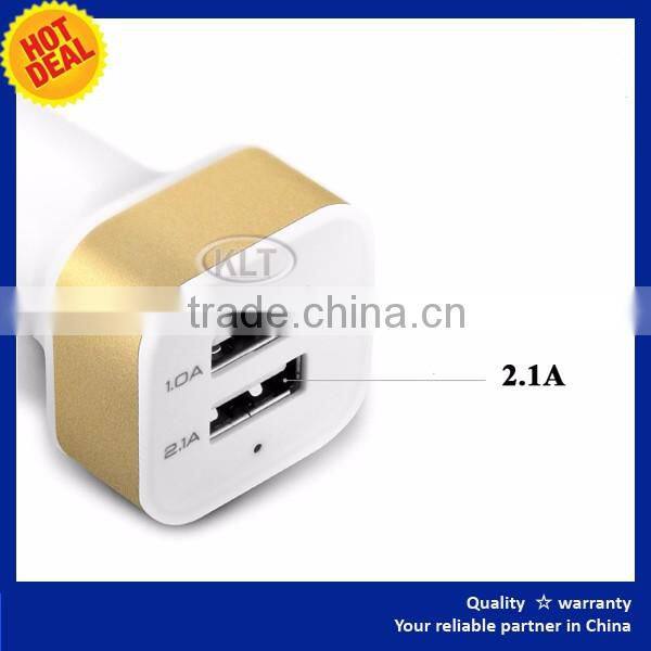 KLT Dual Car Charger Electric 2 Port Double Twin Adapter Connector For Smart Phones Charging