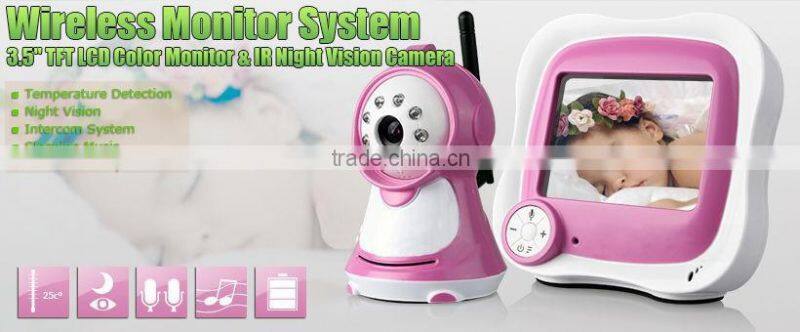 Wireless Digital 2 Ways Audio LED Music Baby Monitor Built-in Lithium Battery